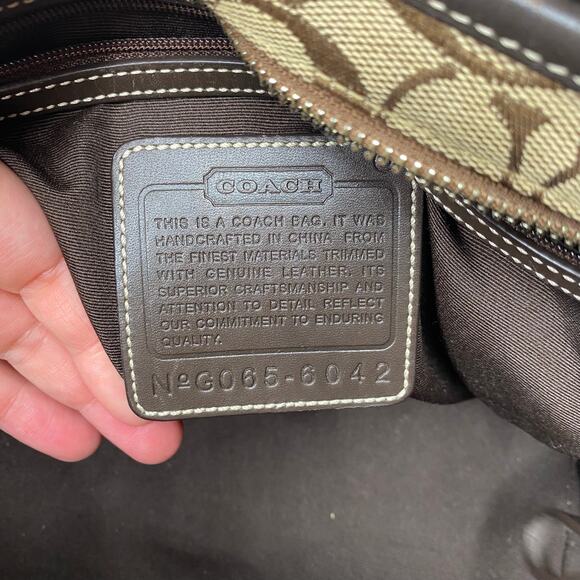 Coach Signature 6042 Canvas Leather Tote Bag Brown Used - Picture 7 of 12